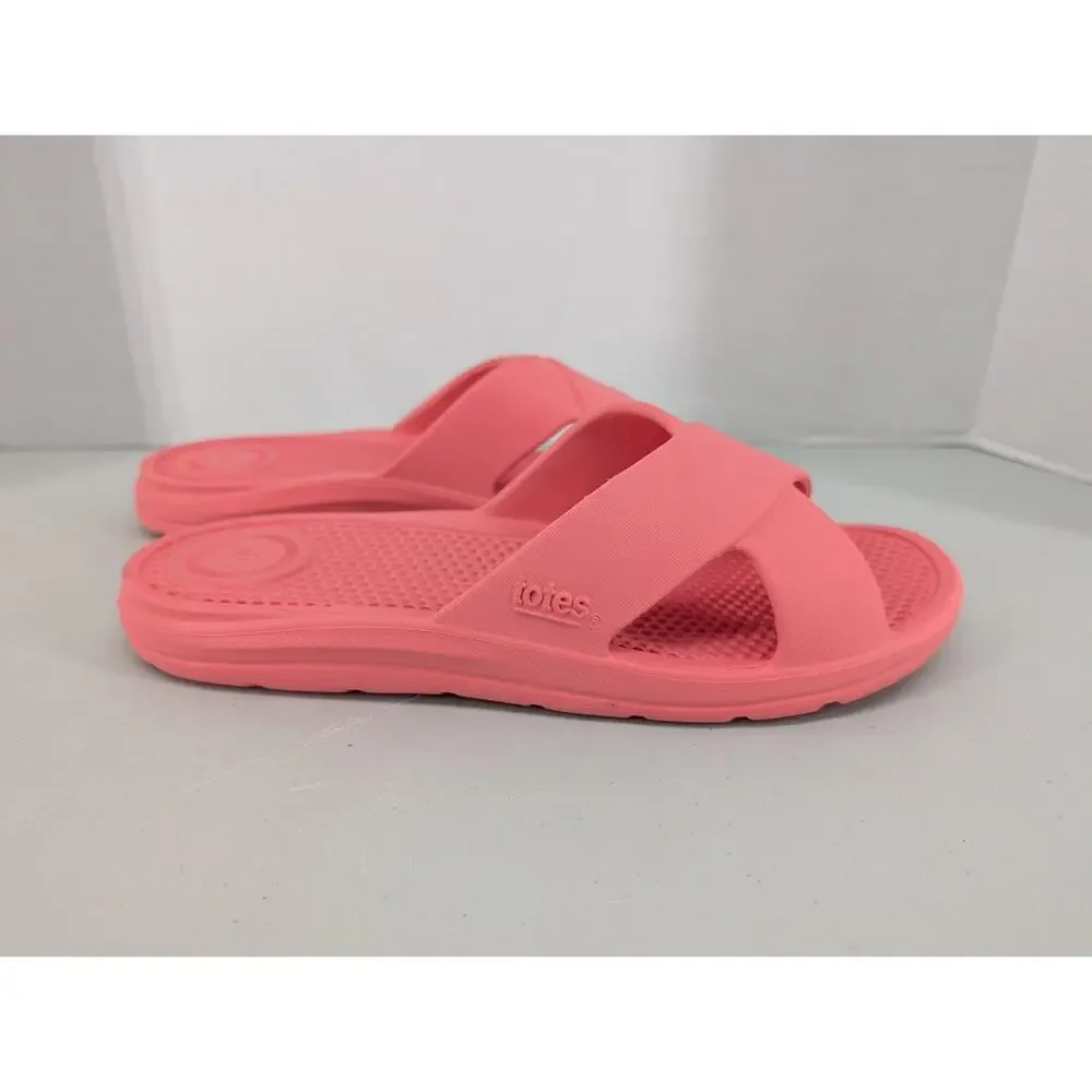 Totes Everywear Cushioning Comfort Slip On Beach Sandals US 9 Salmon Color